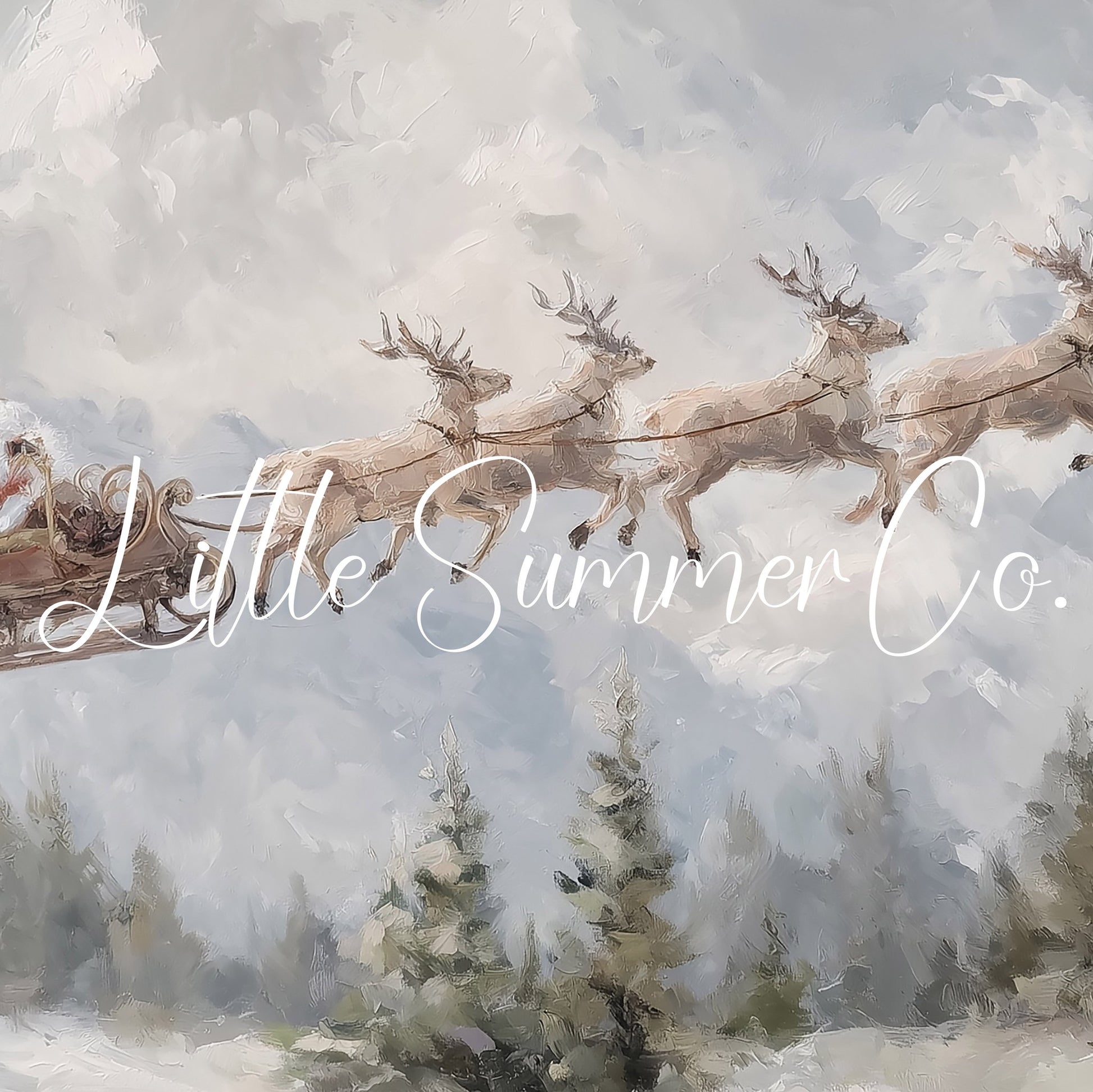 Santa Sleigh in Forest Frame TV Art displayed on a TV