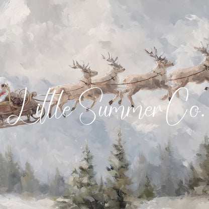 Santa Sleigh in Forest Frame TV Art displayed on a TV