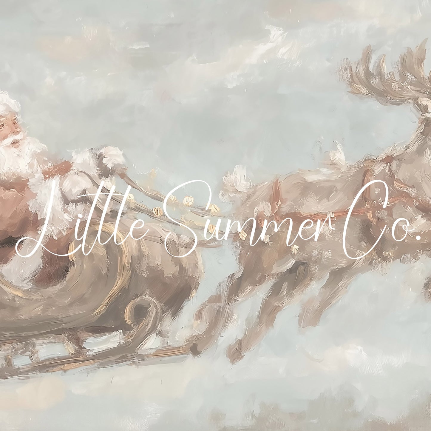 Santa Sleigh with Reindeer Frame TV Art displayed on a TV