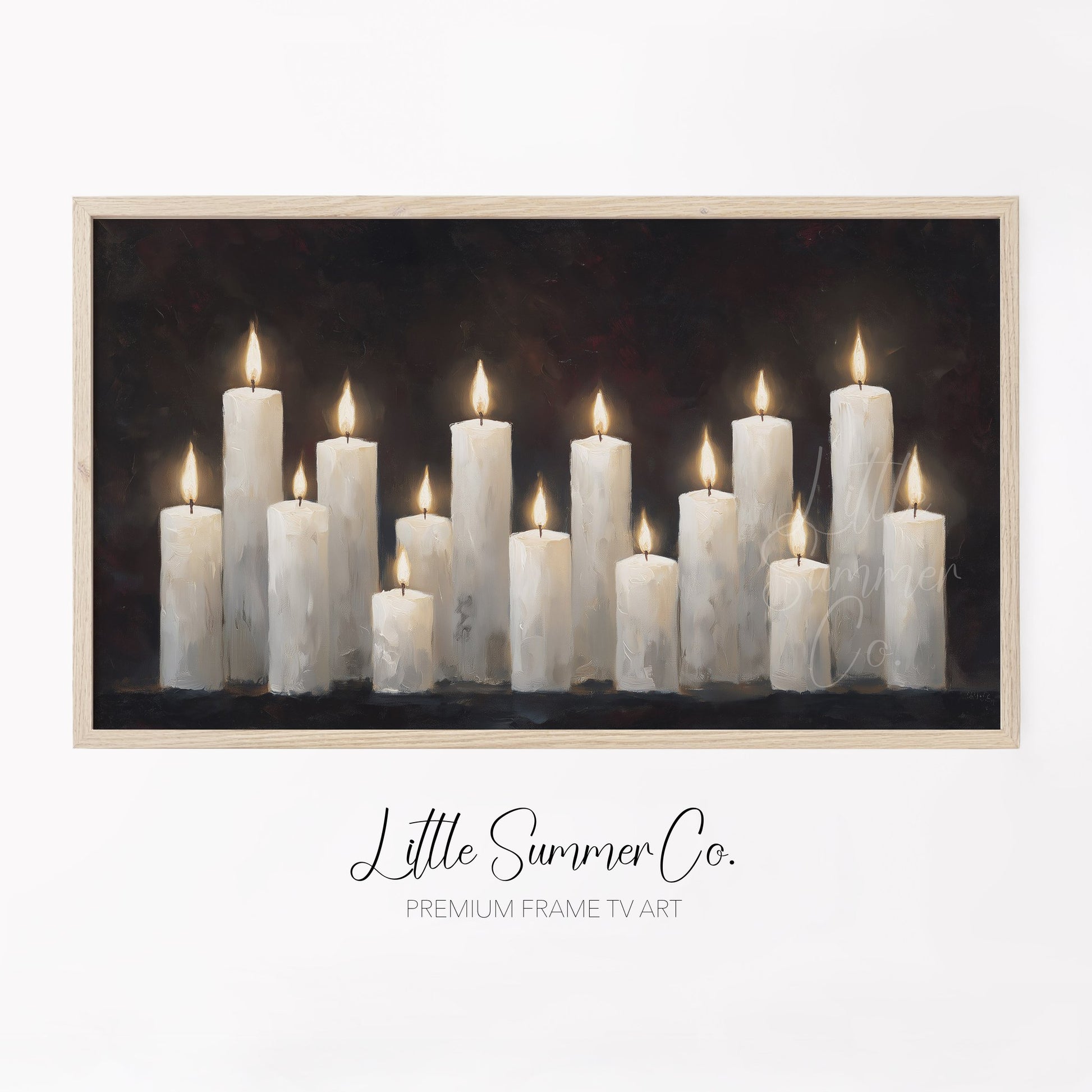 White Candle Group Frame TV Art displayed on a TV