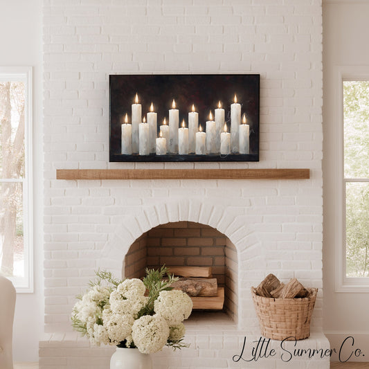 White Candle Group Frame TV Art displayed on a TV