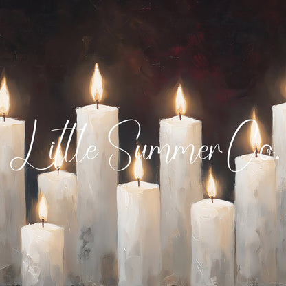 White Candle Group Frame TV Art displayed on a TV