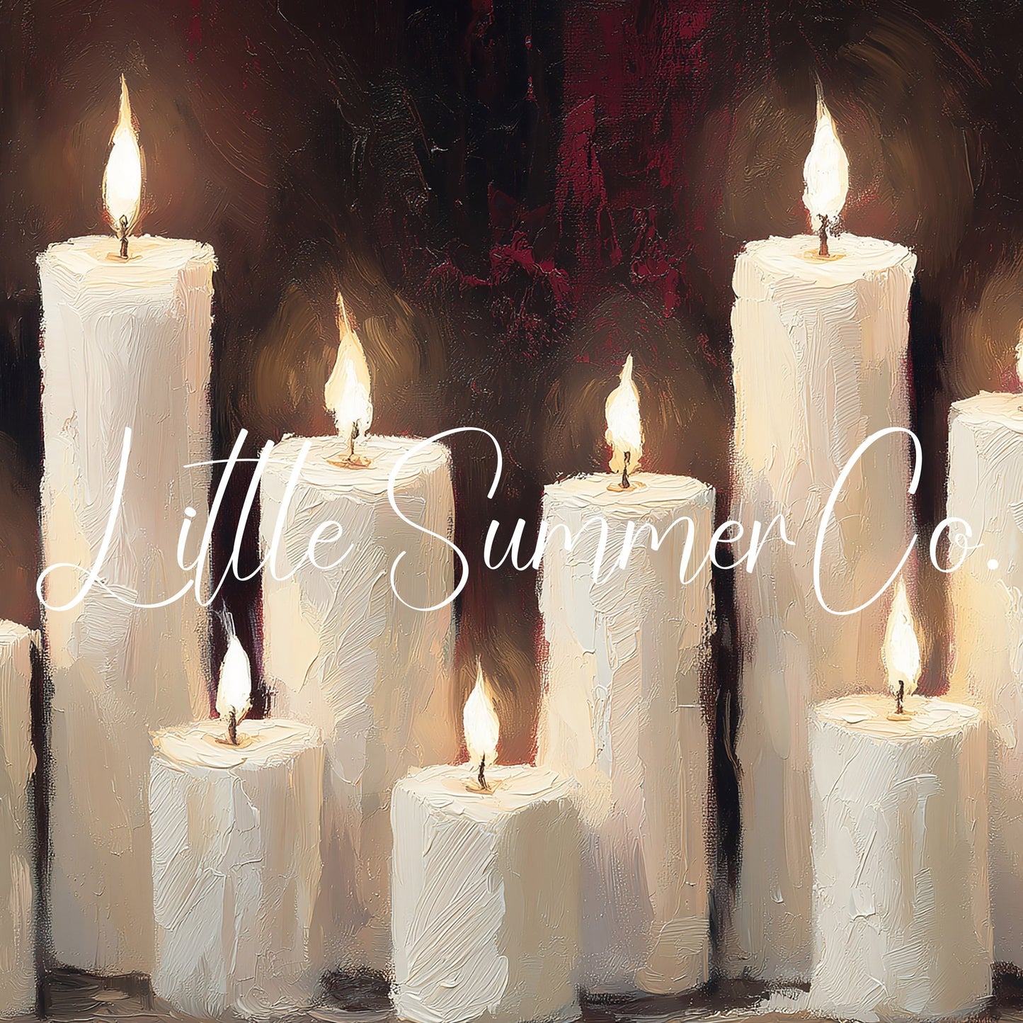 Lit Candle Row Frame TV Art displayed on a TV