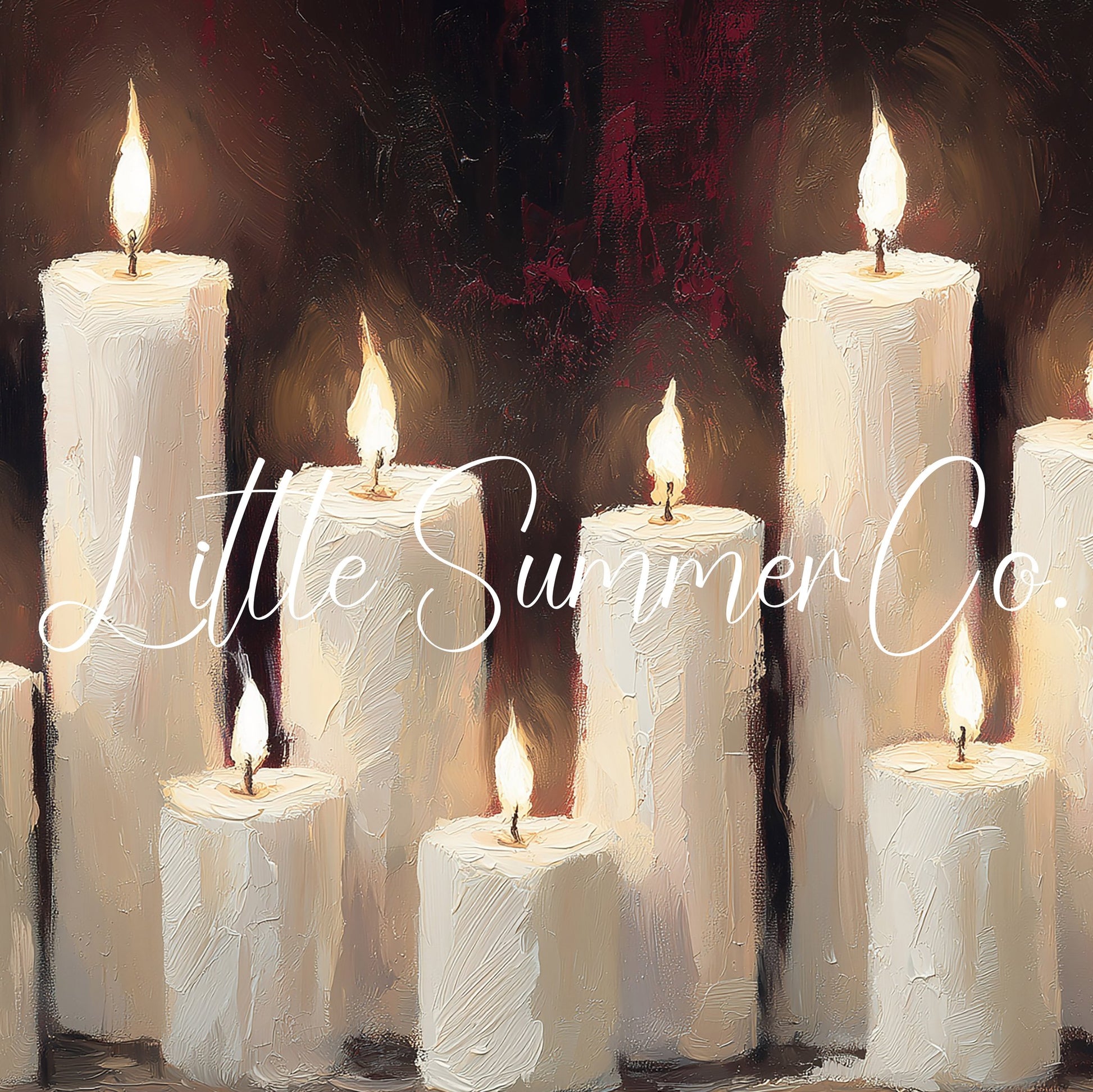 Lit Candle Row Frame TV Art displayed on a TV