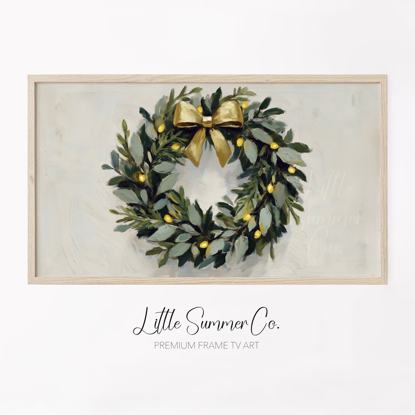 Christmas Wreath Frame TV Art displayed on a TV