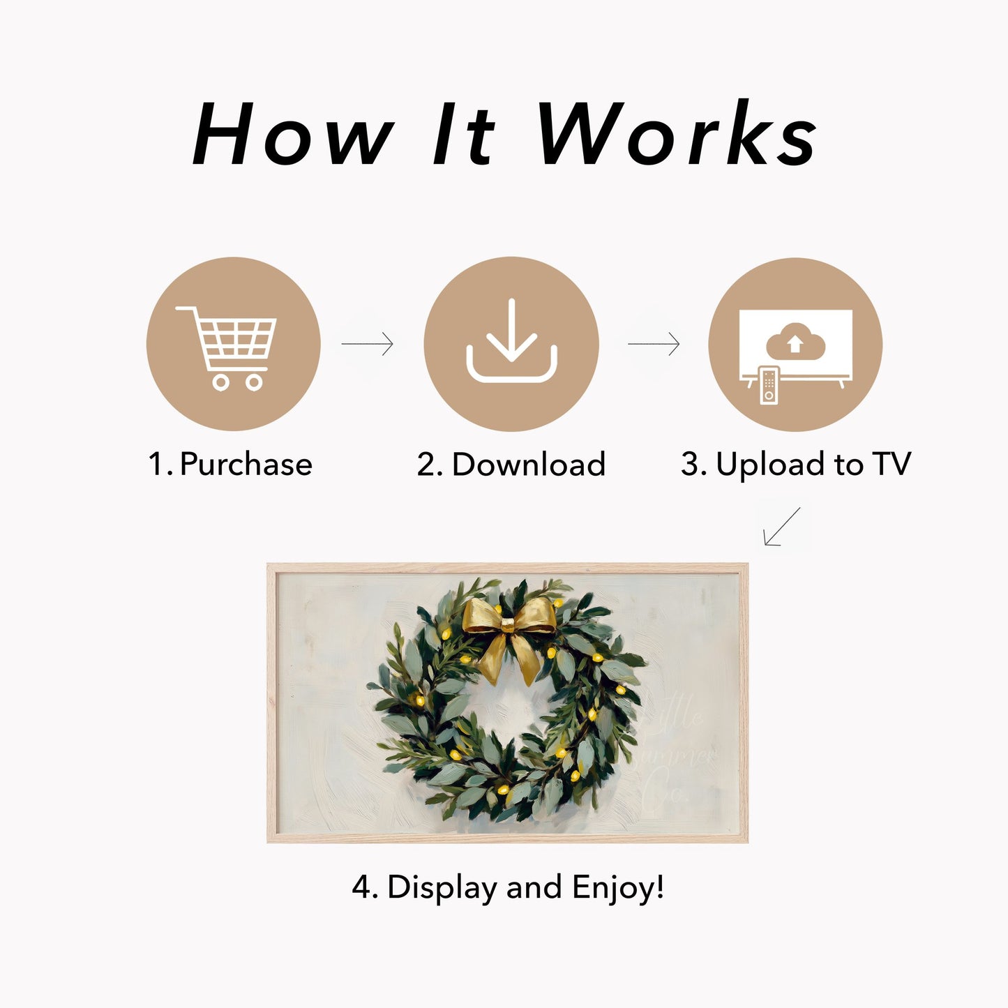 Christmas Wreath Frame TV Art displayed on a TV
