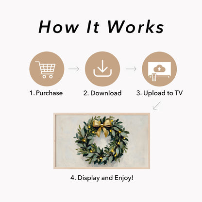 Christmas Wreath Frame TV Art displayed on a TV