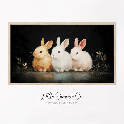 Bunny Trio Frame TV Art displayed on a TV