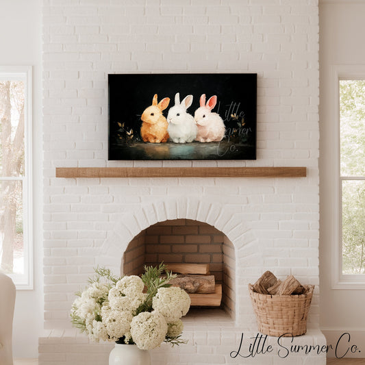 Bunny Trio Frame TV Art displayed on a TV