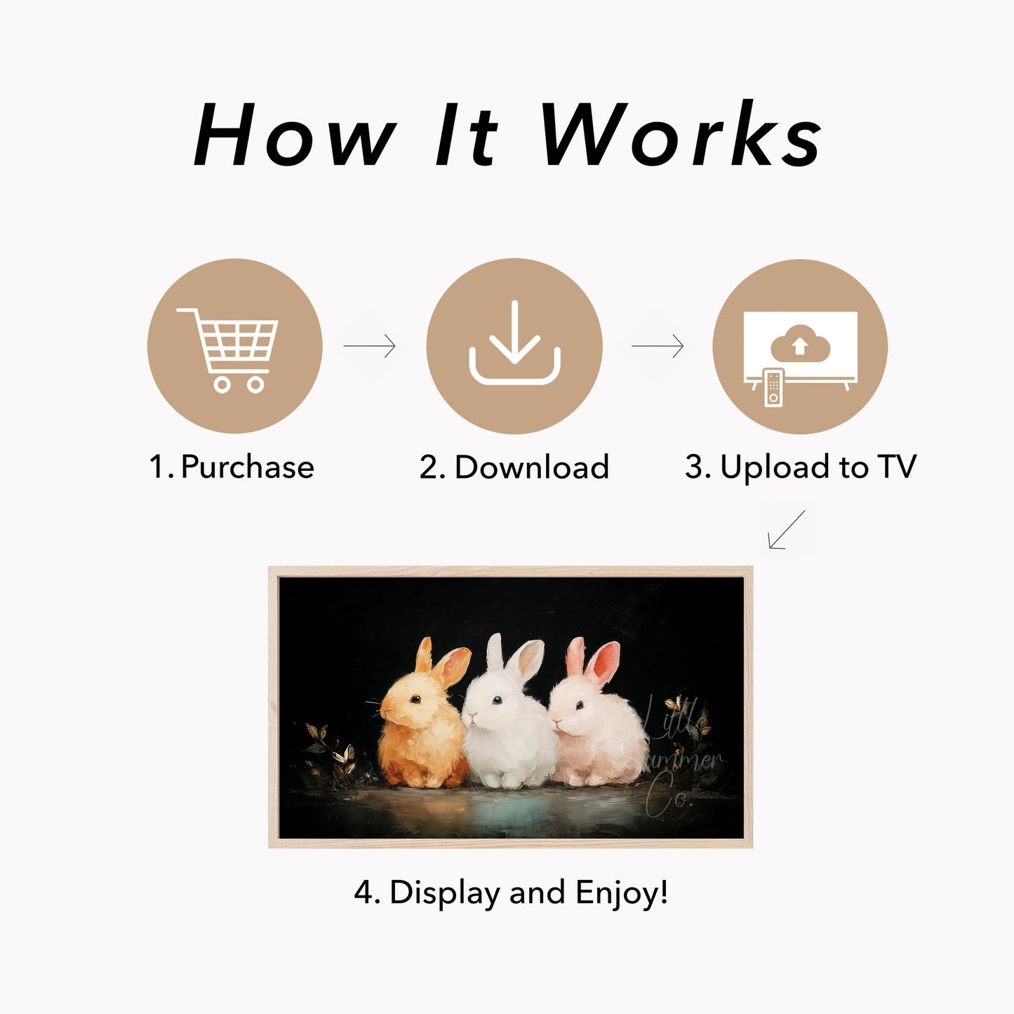 Bunny Trio Frame TV Art displayed on a TV