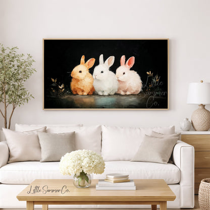 Bunny Trio Frame TV Art displayed on a TV