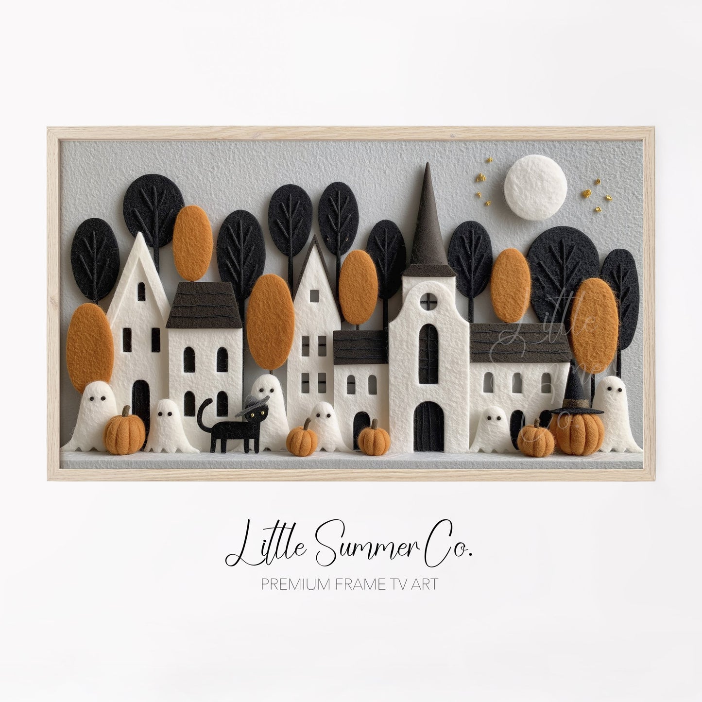 Halloween Town Cat Frame TV Art displayed on a TV