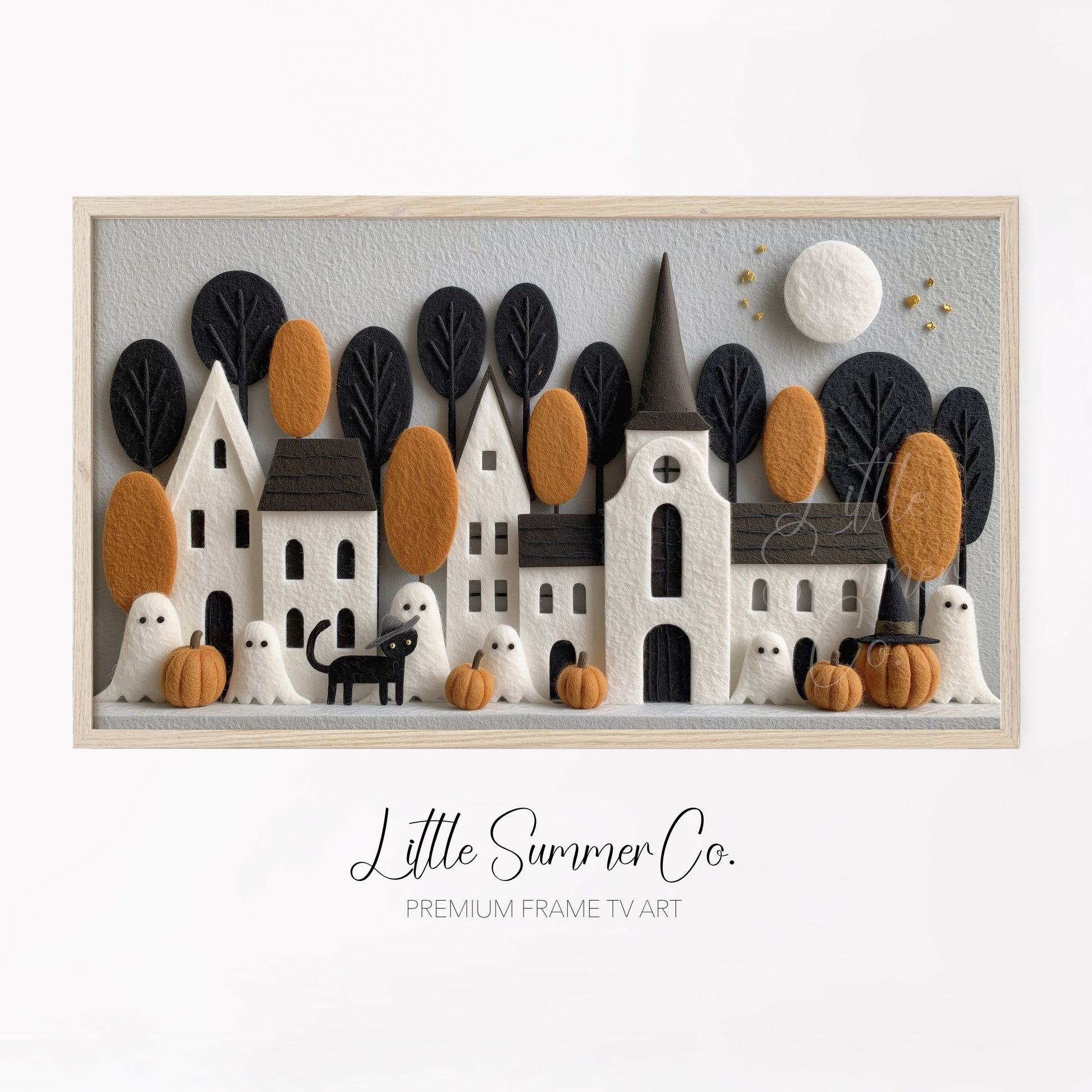 Halloween Town Cat Frame TV Art displayed on a TV