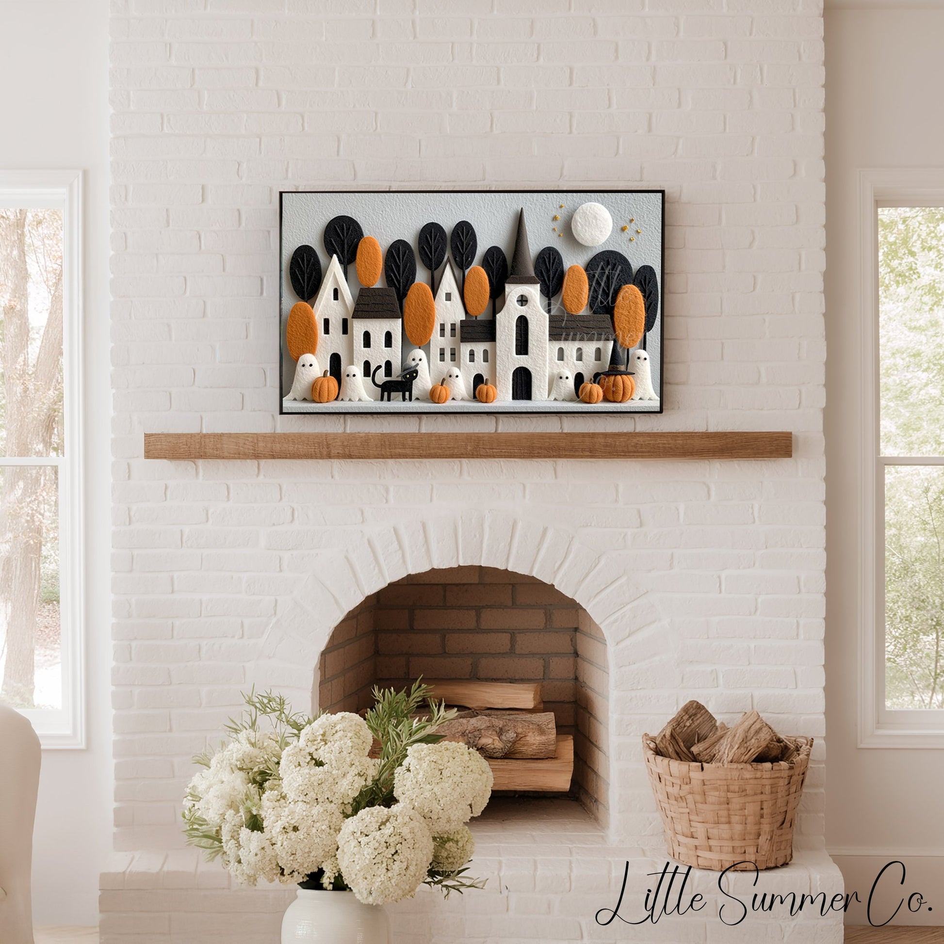 Halloween Town Cat Frame TV Art displayed on a TV
