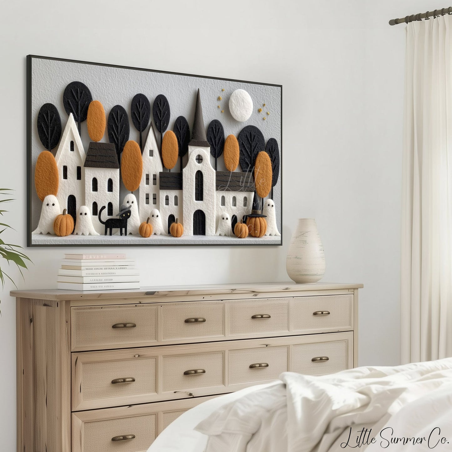 Halloween Town Cat Frame TV Art displayed on a TV