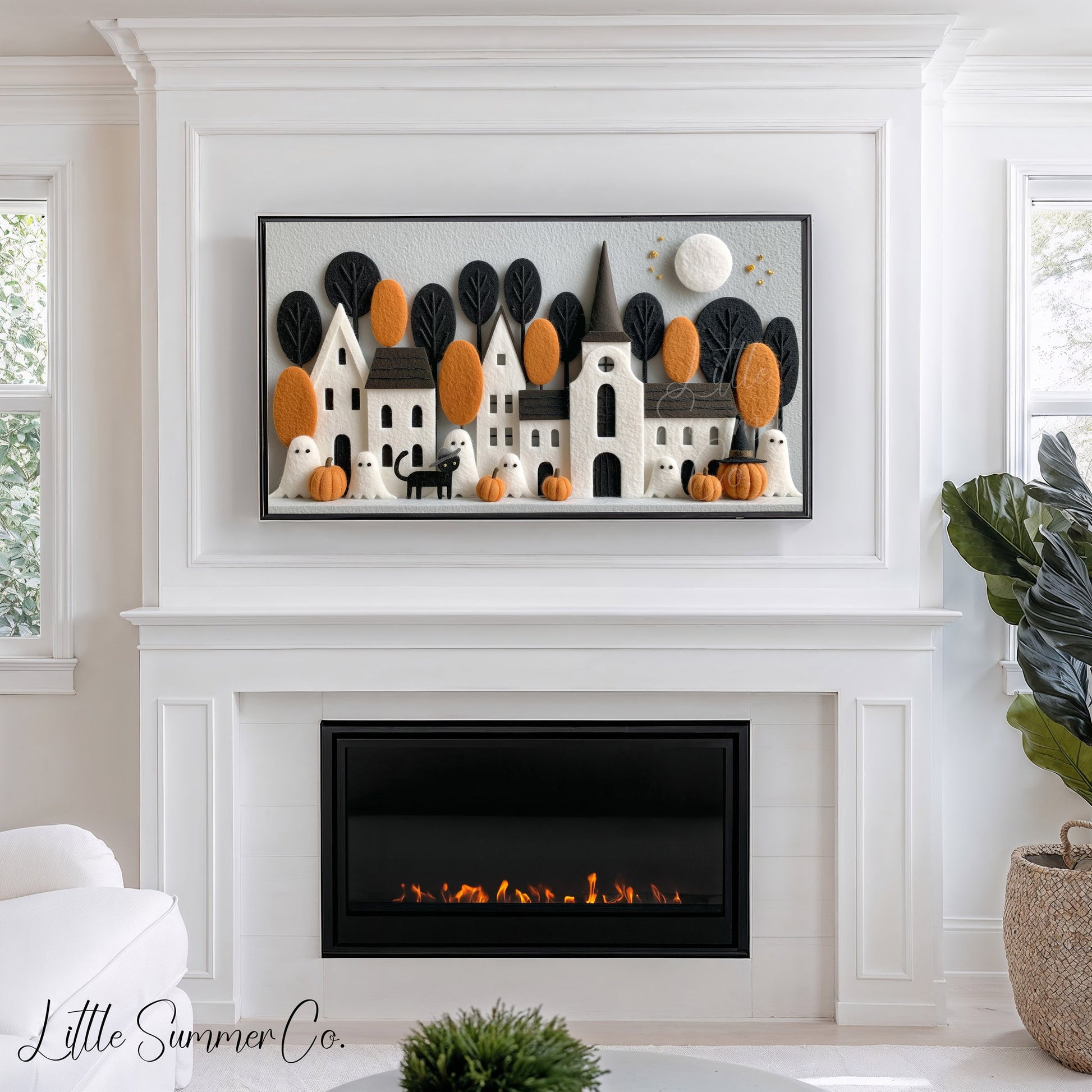 Halloween Town Cat Frame TV Art displayed on a TV