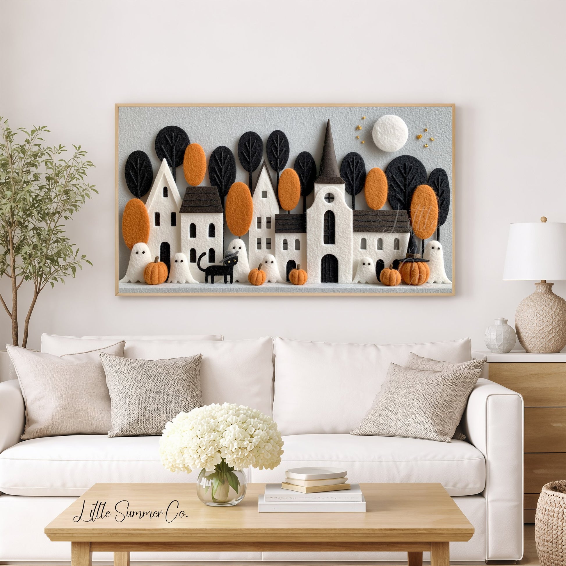 Halloween Town Cat Frame TV Art displayed on a TV