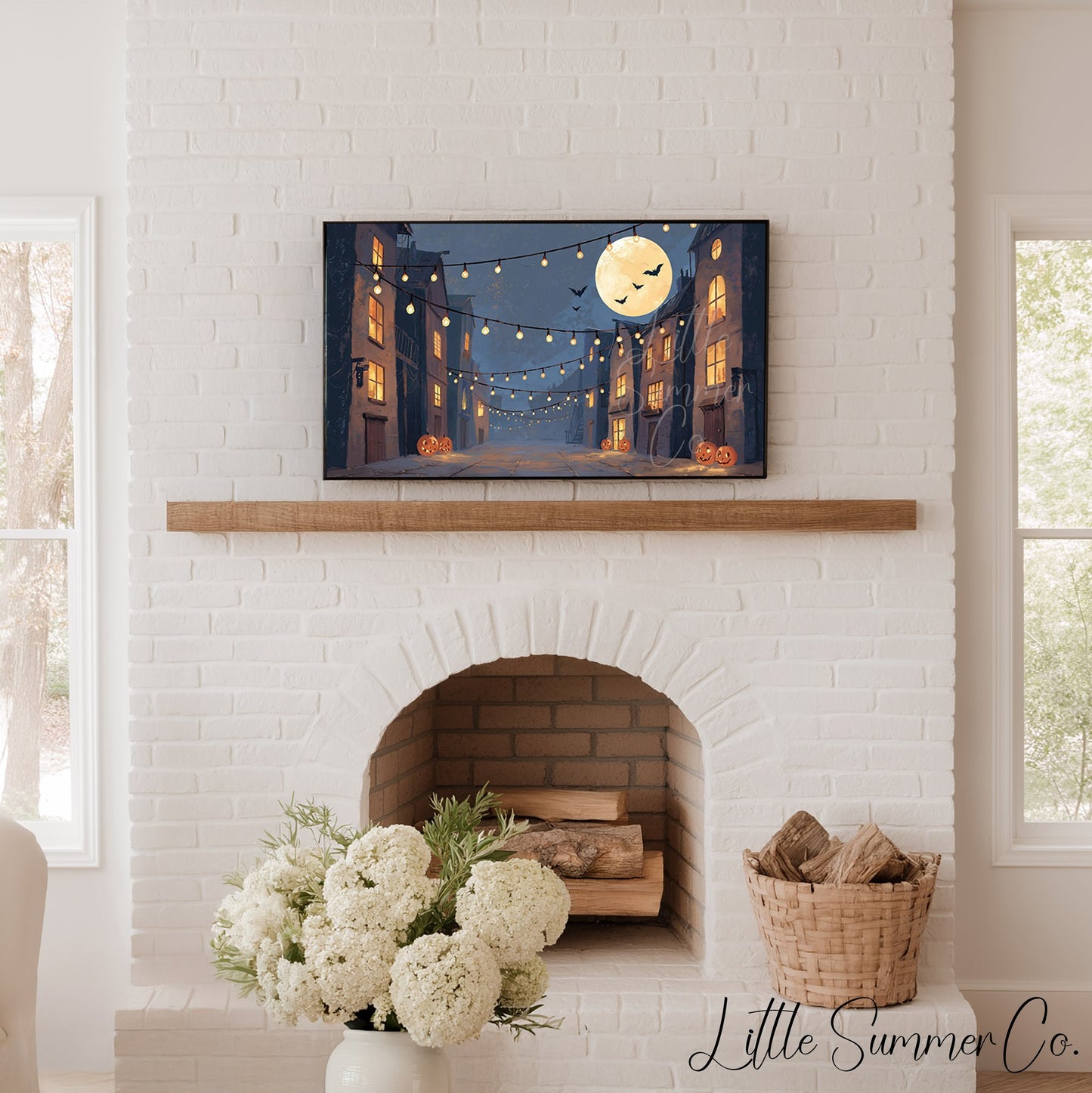 Halloween Street Lights Frame TV Art displayed on a TV