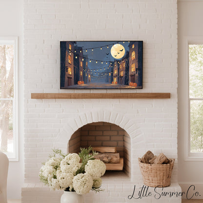 Halloween Street Lights Frame TV Art displayed on a TV
