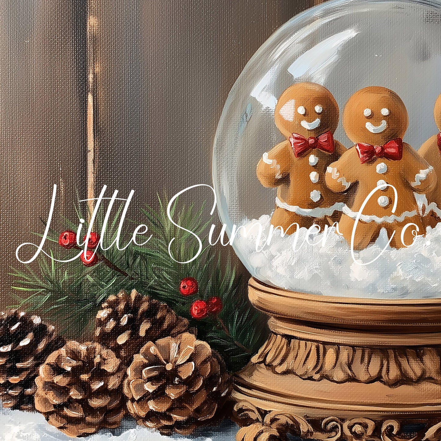 Gingerbread Snow Globe Frame TV Art displayed on a TV