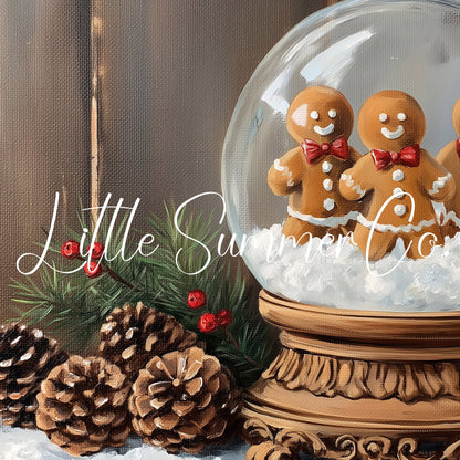 Gingerbread Snow Globe Frame TV Art displayed on a TV