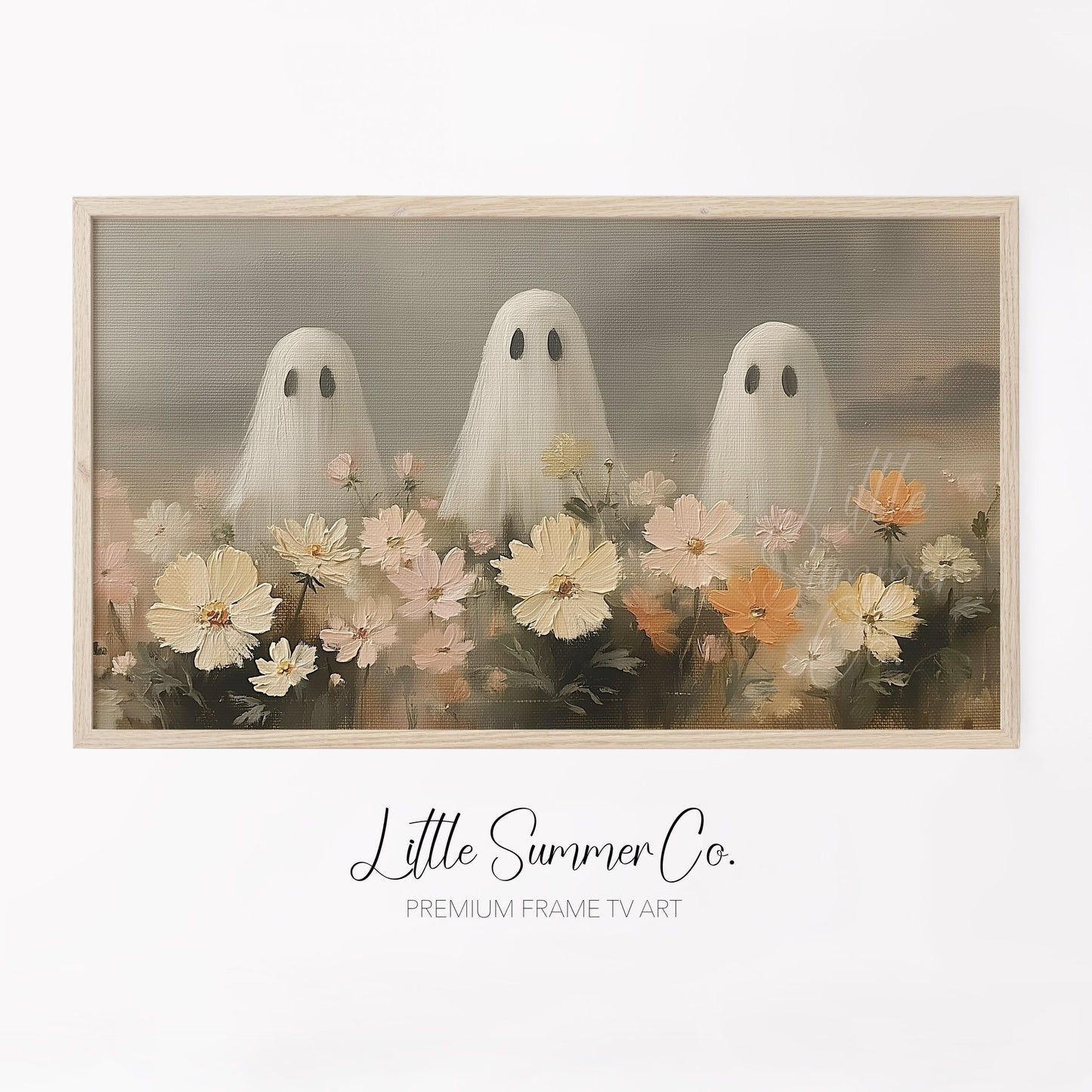 Ghosts in Flower Field Frame TV Art displayed on a TV