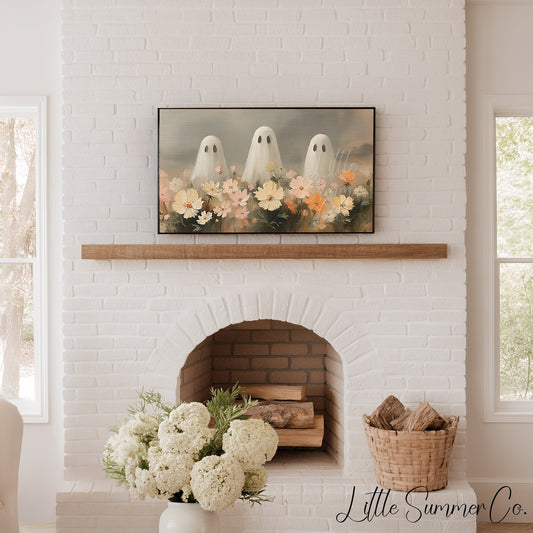 Ghosts in Flower Field Frame TV Art displayed on a TV