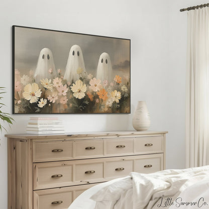 Ghosts in Flower Field Frame TV Art displayed on a TV