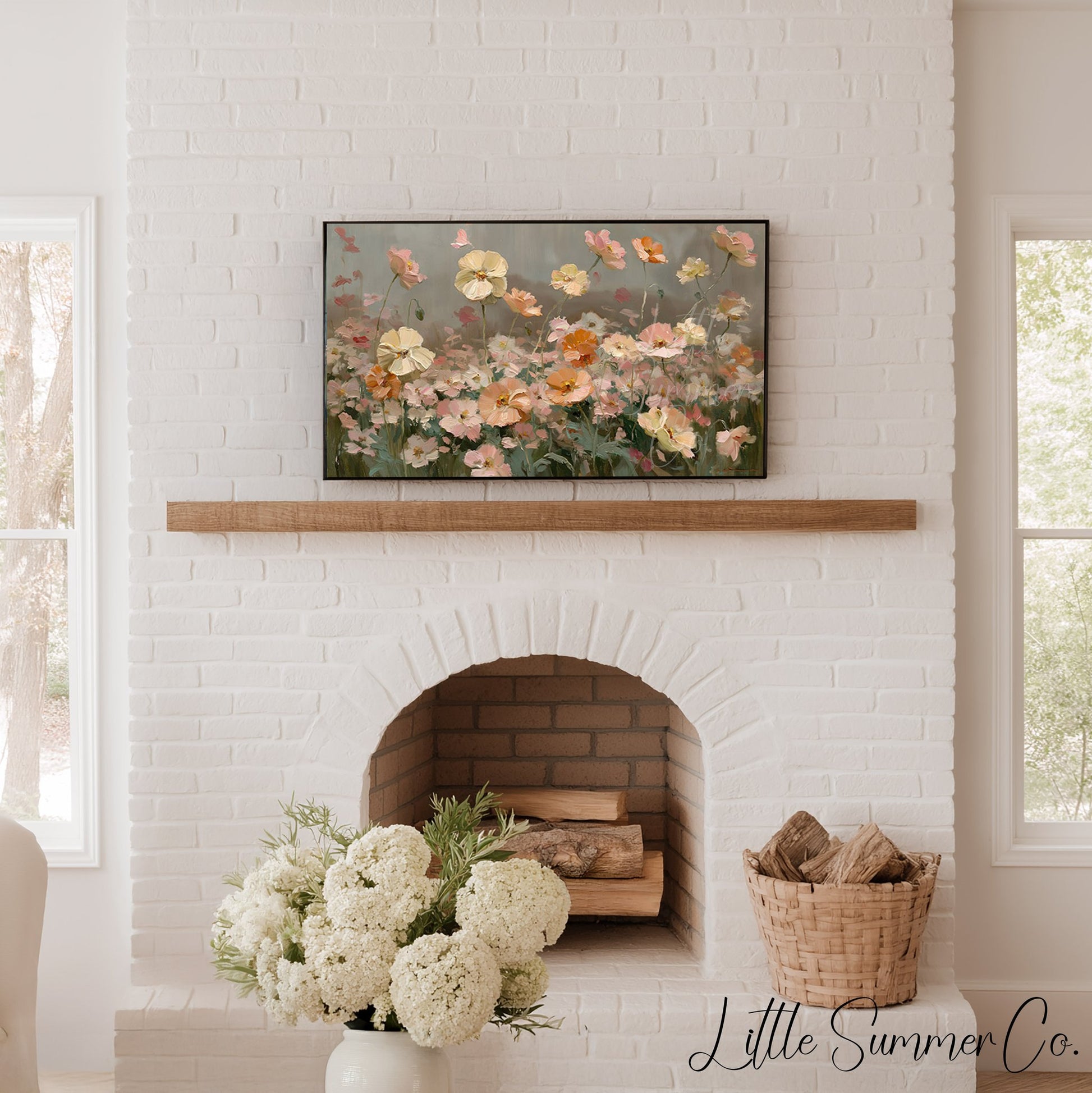 Garden Flower Meadow Frame TV Art displayed on a TV