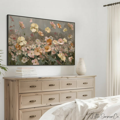 Garden Flower Meadow Frame TV Art displayed on a TV