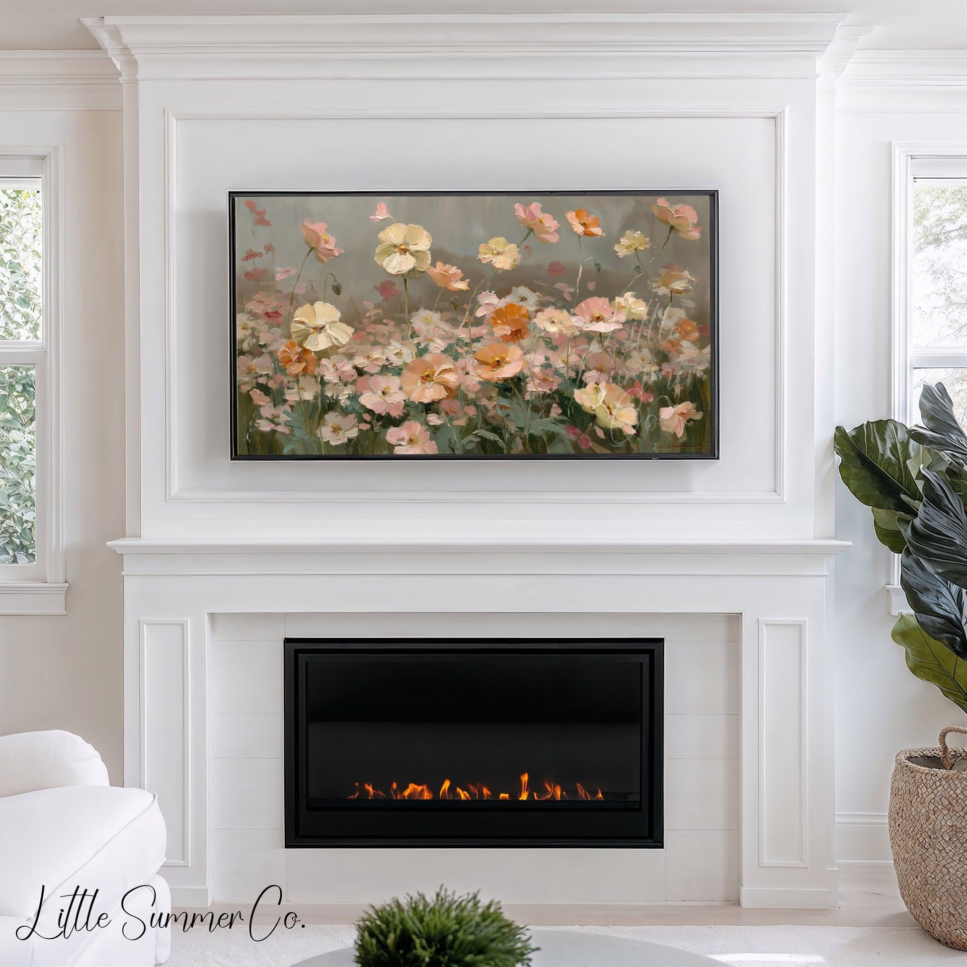 Garden Flower Meadow Frame TV Art displayed on a TV