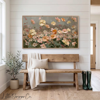 Garden Flower Meadow Frame TV Art displayed on a TV