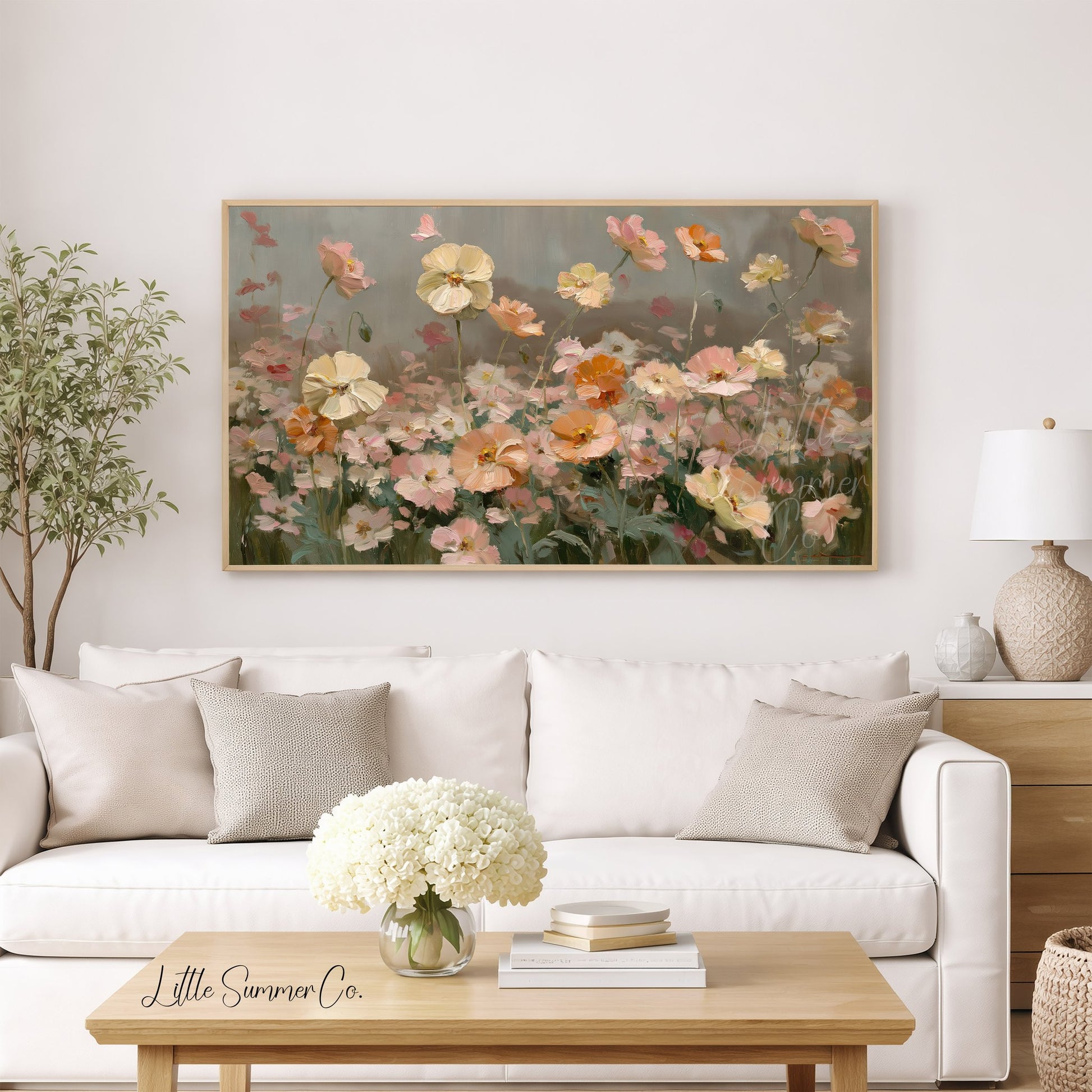 Garden Flower Meadow Frame TV Art displayed on a TV