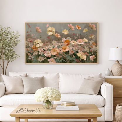 Garden Flower Meadow Frame TV Art displayed on a TV