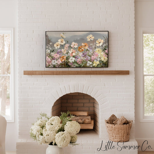 Blooming Flower Field Frame TV Art displayed on a TV