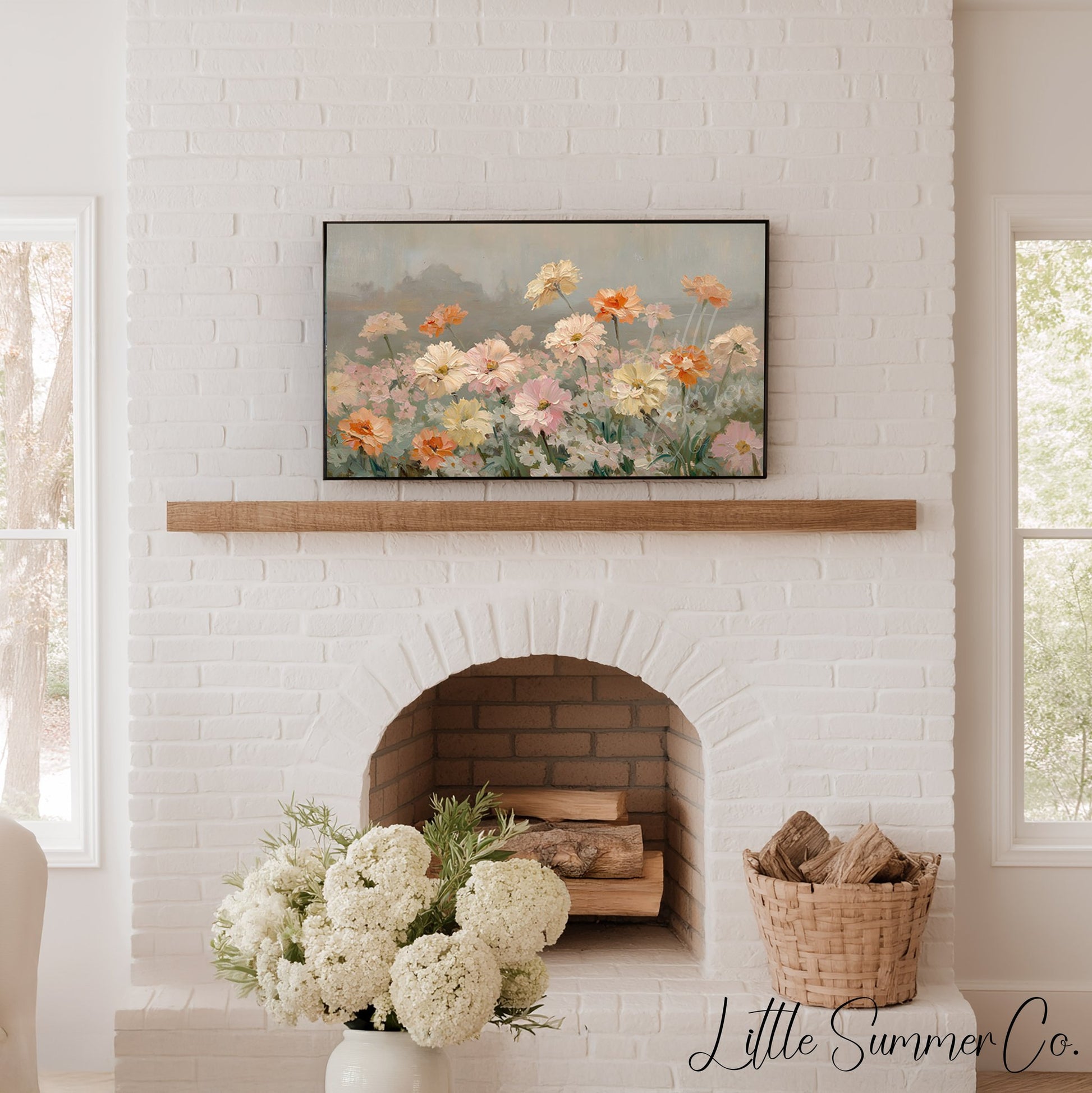 Meadow Garden Flowers Frame TV Art displayed on a TV