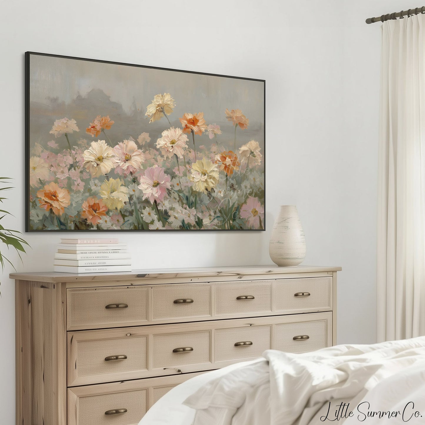 Meadow Garden Flowers Frame TV Art displayed on a TV