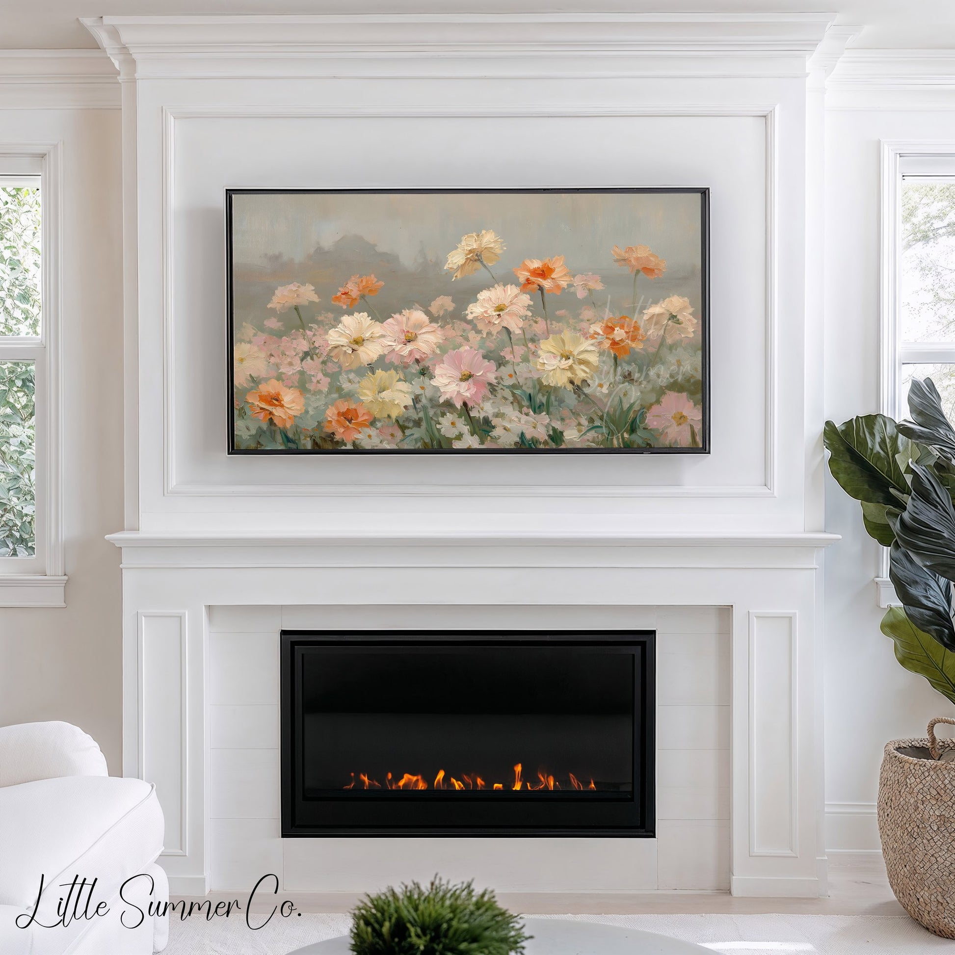 Meadow Garden Flowers Frame TV Art displayed on a TV