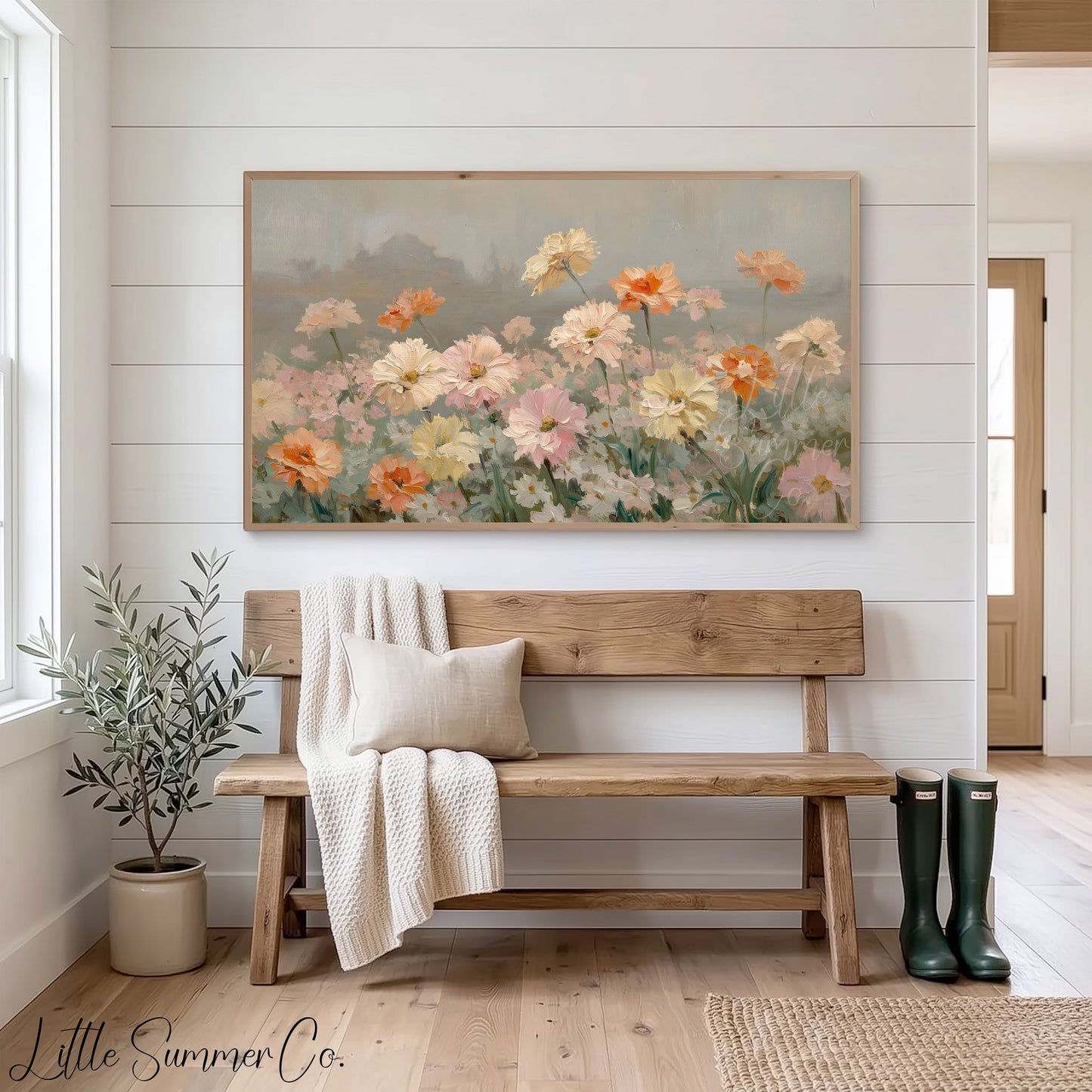 Meadow Garden Flowers Frame TV Art displayed on a TV