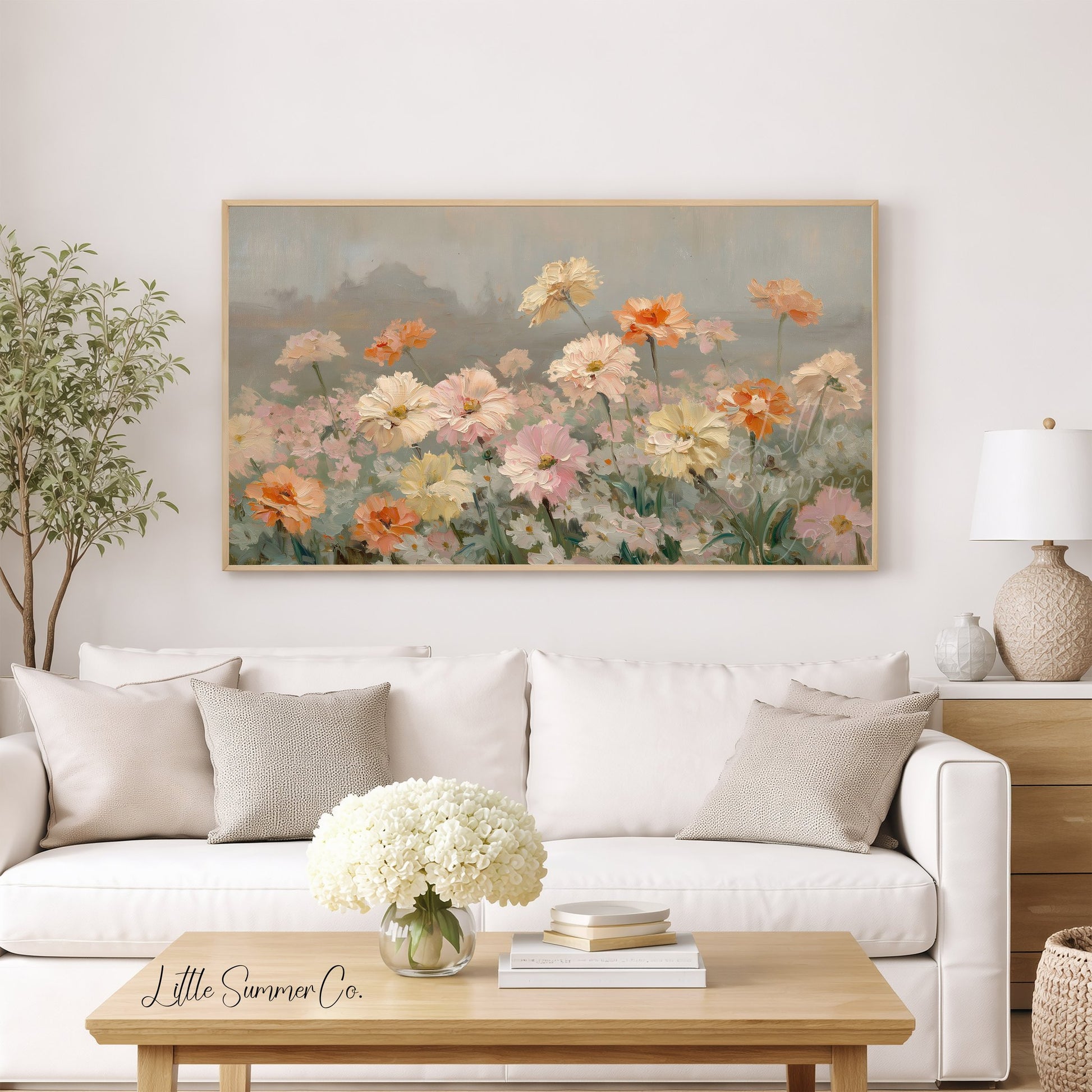 Meadow Garden Flowers Frame TV Art displayed on a TV