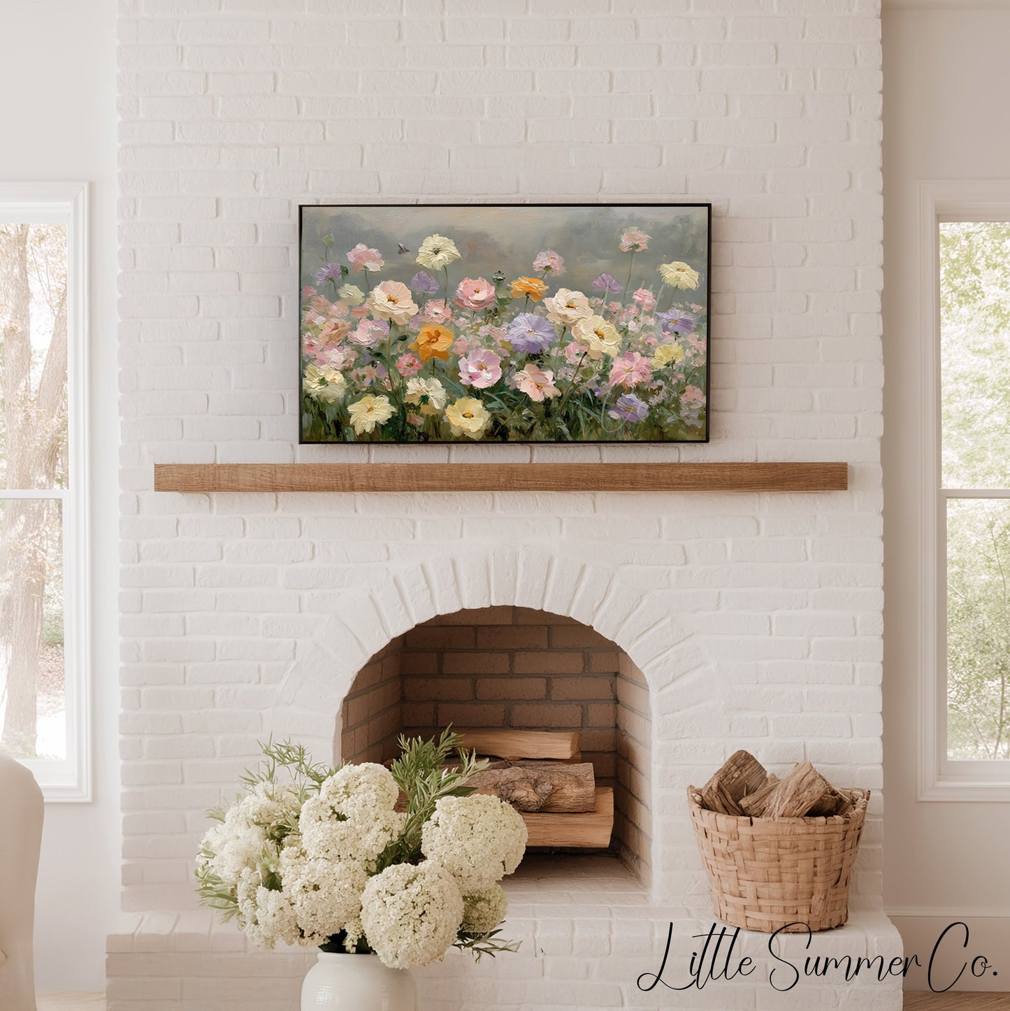 Garden Wildflowers Frame TV Art displayed on a TV