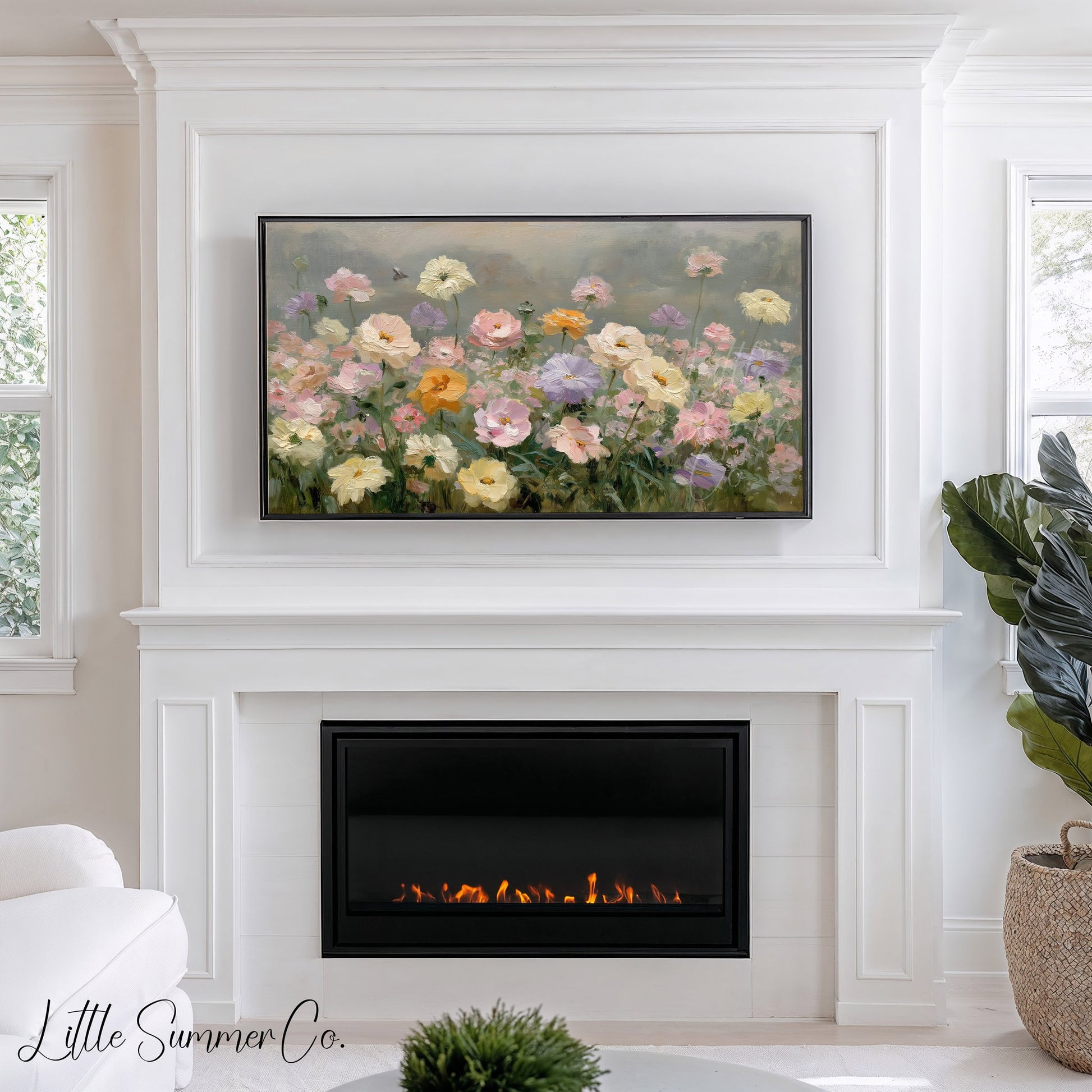 Garden Wildflowers Frame TV Art displayed on a TV
