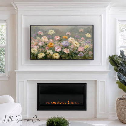 Garden Wildflowers Frame TV Art displayed on a TV
