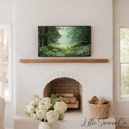 Woodland Rabbit Frame TV Art displayed on a TV