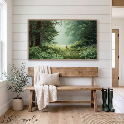 Woodland Rabbit Frame TV Art displayed on a TV