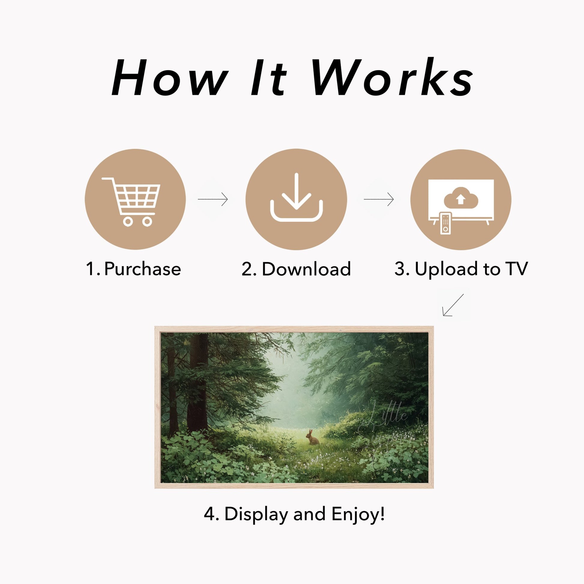 Woodland Rabbit Frame TV Art displayed on a TV