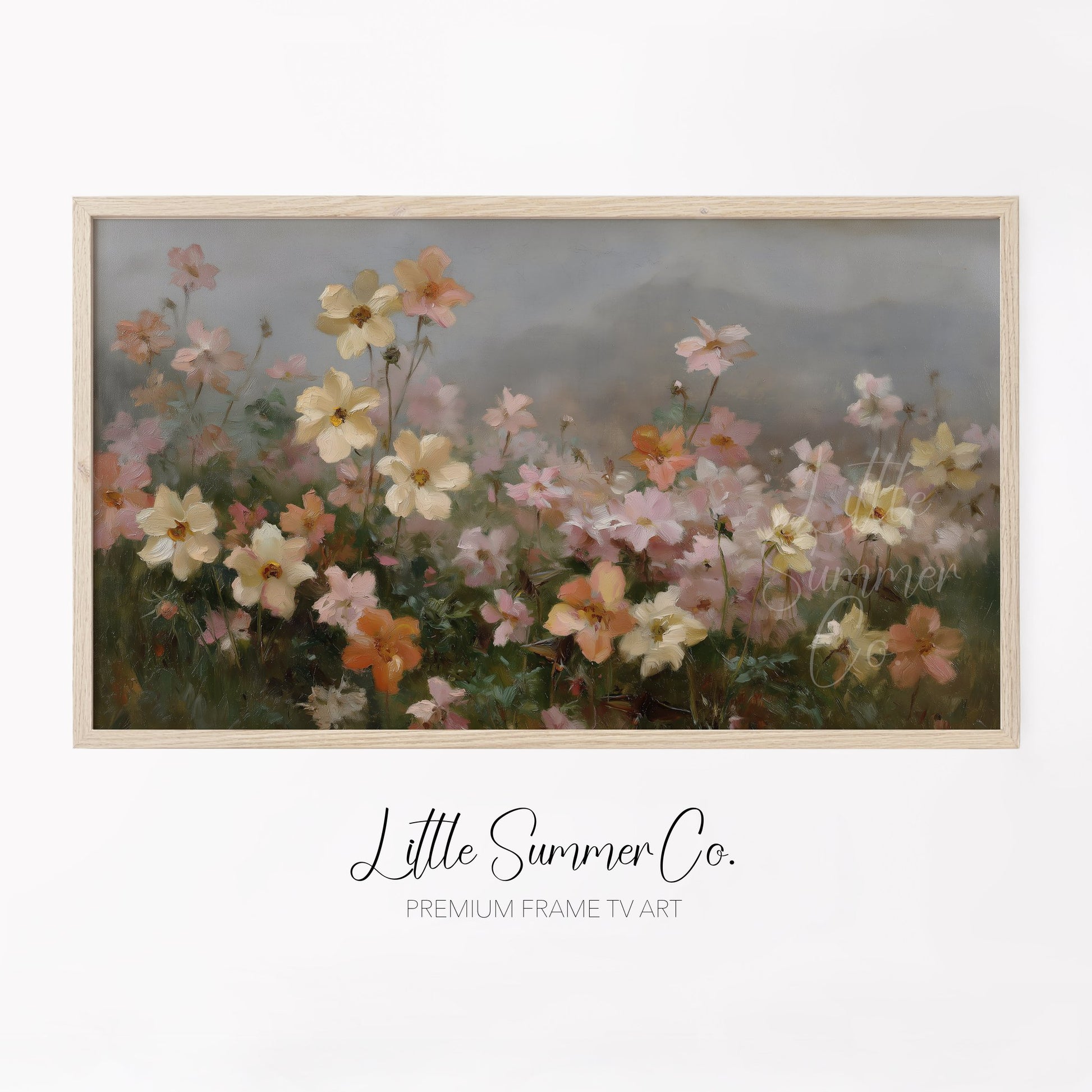 Cosmos Flower Field Frame TV Art displayed on a TV