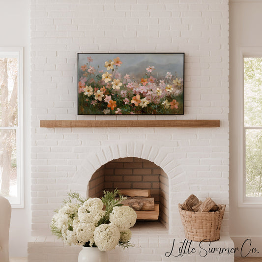 Cosmos Flower Field Frame TV Art displayed on a TV