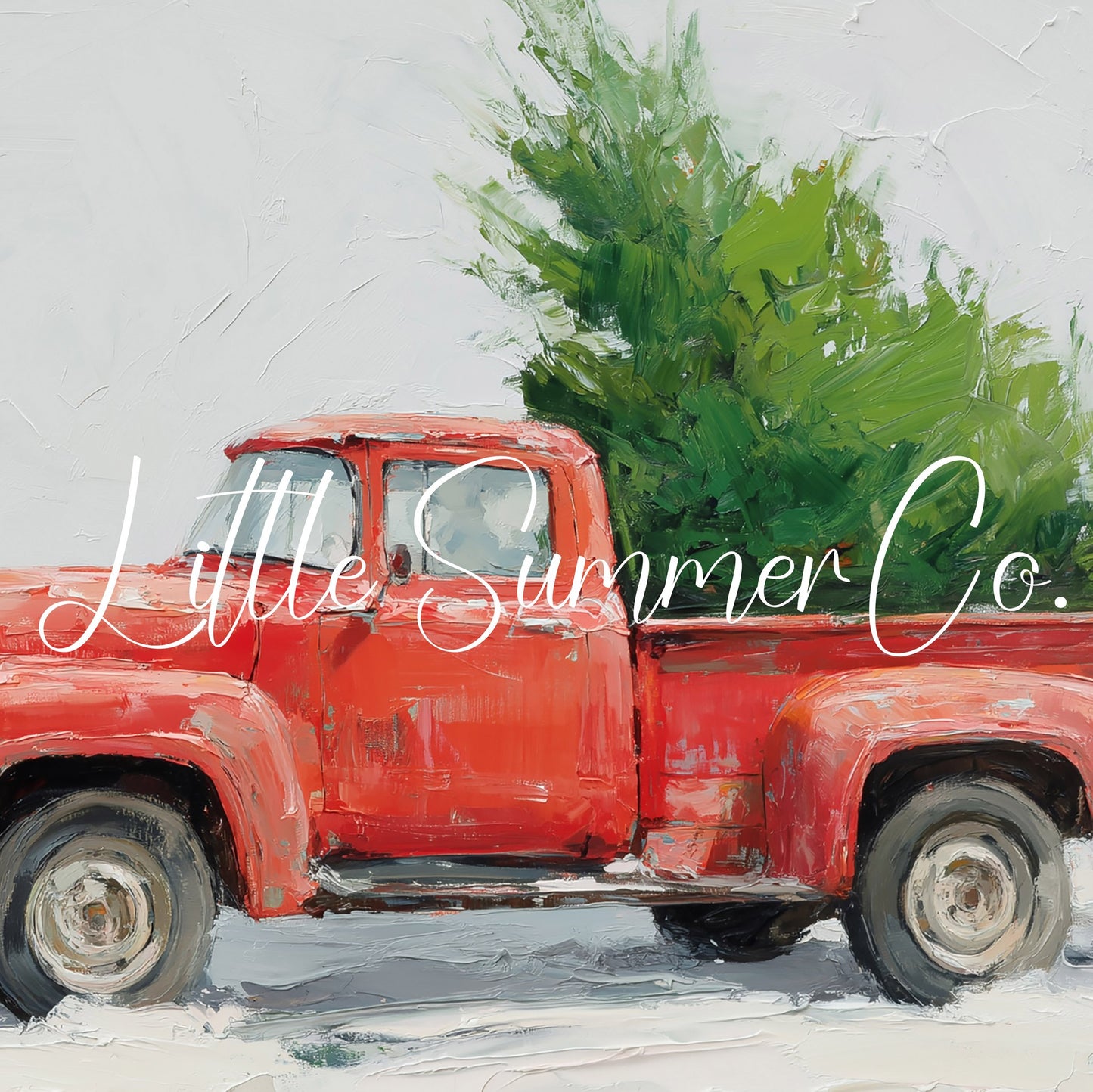 Red Truck Christmas Tree Snow Frame TV Art displayed on a TV