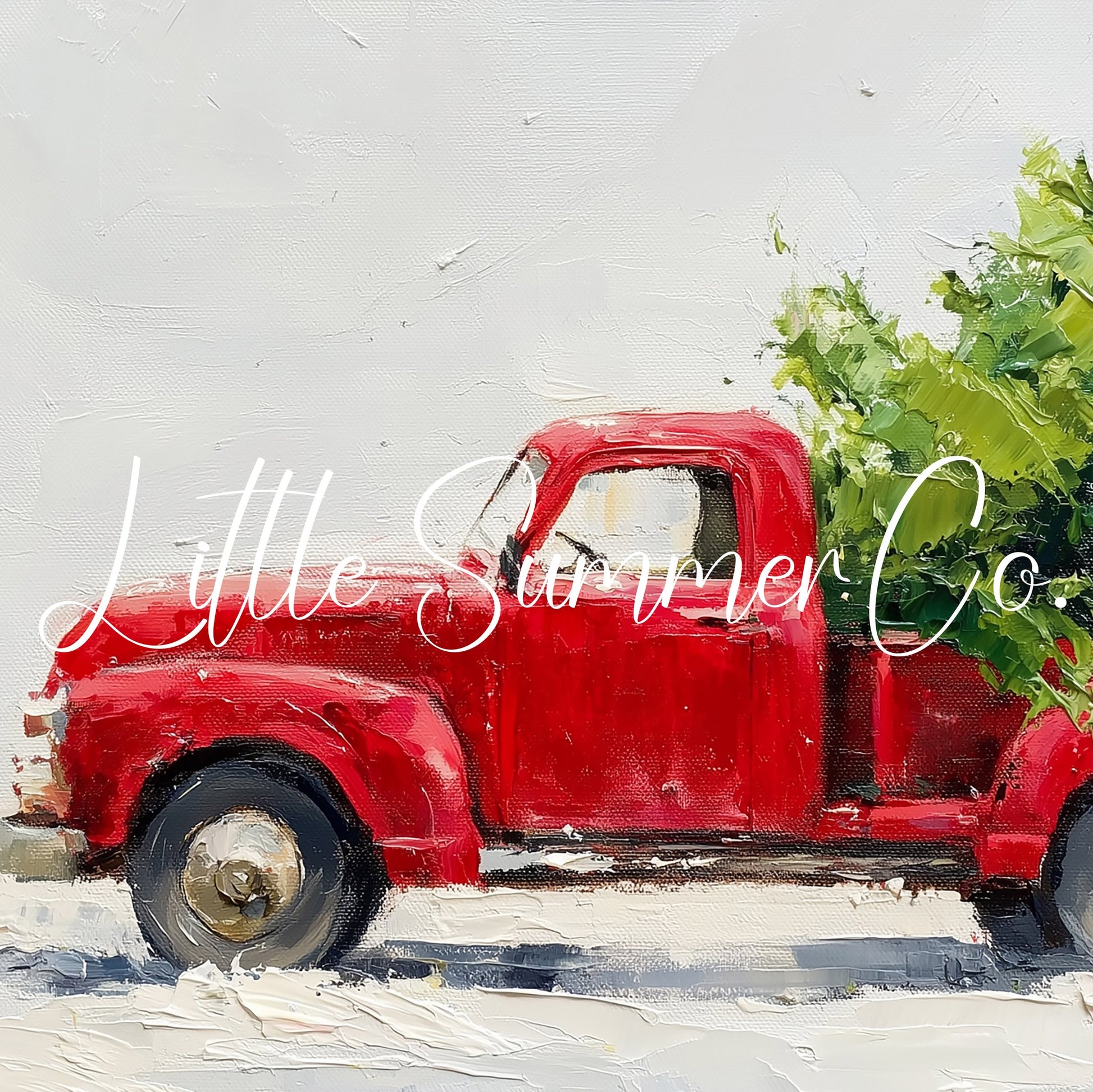 Red Pickup Christmas Tree Frame TV Art displayed on a TV